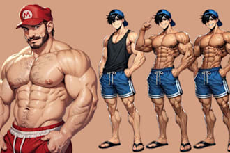 draw gay bara muscle, yaoi, nsfw, fan art, fanart, oc comic, gay character, bara