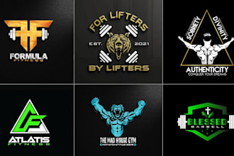 modern gym fitness logo design for sports yoga or clothing brands in 12 hours