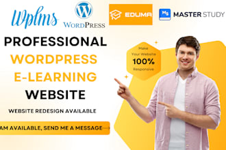 design lms wordpress website with wplms, eduma, masterstudy, wordpress support