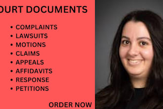 write lawsuits, motions, appeals, injunctions, complaints, petitions, claims