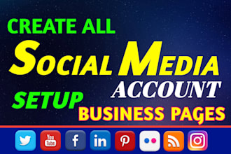 create all social media account and setup business pages