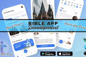 develop bible app church website prayer time app logo design, devotional app