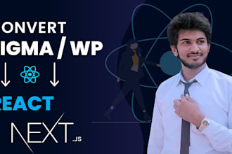 convert wordpress or figma to custom react next js frontend with plugin support