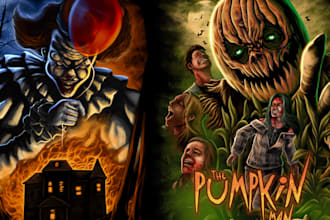 create you custom vintage poster, film poster horror darkart
