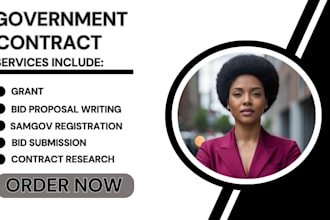 write bid proposal, grant proposal, government contract research, rfp