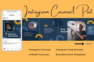 design canva carousel intstagram feed linkedin social media post canva template