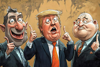 draw stylized political caricature illustration cartoons