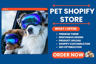 design pet shopify store pet website pet store pet product dropshipping store