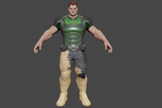 retexture 3d character model, retopology, uv map, ue5 rig, ik fk control, animat
