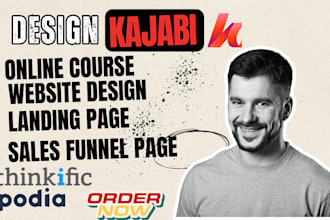 design kajabi, thinkific, podia online course website, sales page, and funnel