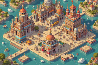 design map illustration isometric map, event or city map