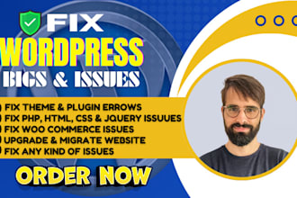 fix wordpres issues, wordpress bug fix, woocommerce fix, troubleshooting service