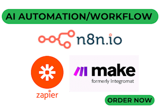 build custom ai agent, workflow using n8n automation tool, zapier, make com