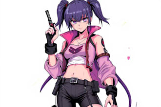 draw cyberpunk anime pop art style character illustration