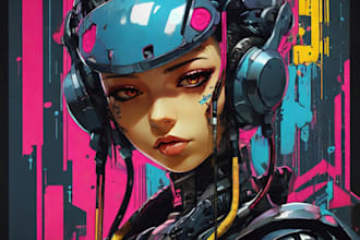 draw cyberpunk pop art anime characters
