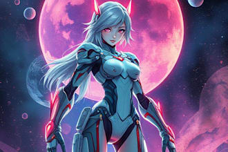 maka a sci fi character and sci fi art