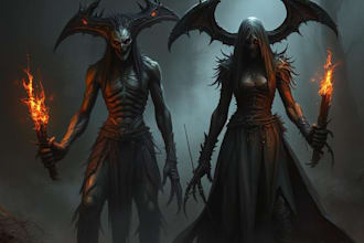 draw realistic fantasy horror character and concept art