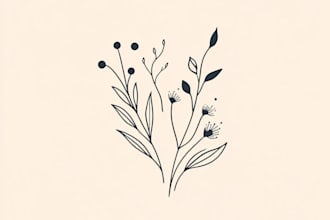 design feminine hand drawn boho botanical minimal logo