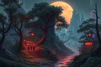 make environment, cyberpunk, concept art landscape design