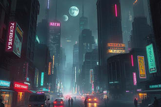 make science fiction city, cyberpunk concept art illustration