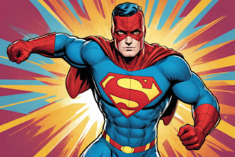 illustrate a superhero pop art portraits