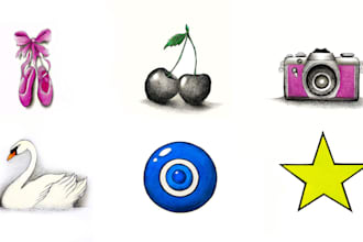 hand draw color pencil drawing and object icon illustration