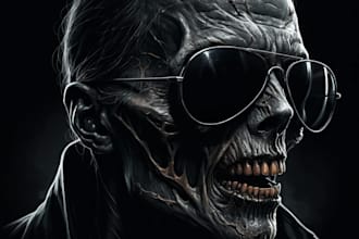 draw high detailed dark art illustration with horror shades