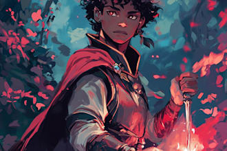 do fantasy illustration book cover dnd character art in unique style
