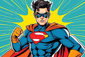 illustrate a superhero pop art portraits