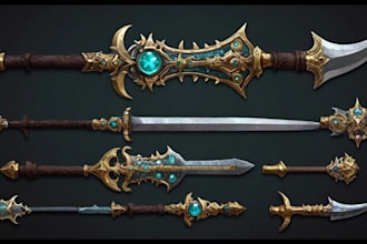 draw fantasy dnd weapon art for your game