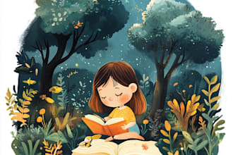 do design children book cover illustration and kids book