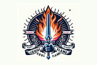make an amazing soul flame great sword logo design in one day