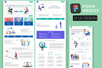 do figma website design,educational website landing page and figma UI UX design