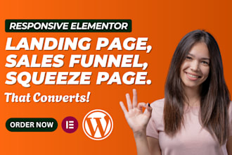 build convertible elementor landing, sales funnel, squeeze page in wordpress
