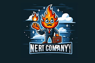 do cartoon character fire flame icon logo design with unlimited revision