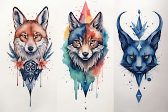 create your watercolor custom tattoo design and illustration