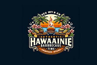 make an amazing authentic hawaiian barbeque tike logo design in one day