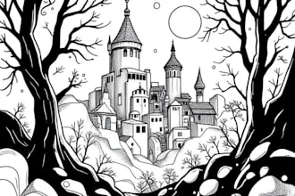 draw simple black and white illustration