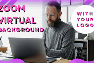 design fully customized zoom virtual background with your logo