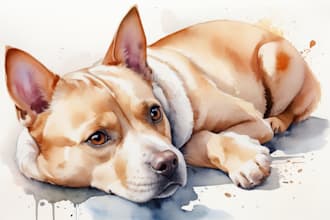 create a custom watercolor pet portrait or pet painting