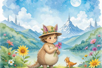 watercolor illustrations for children book, kids