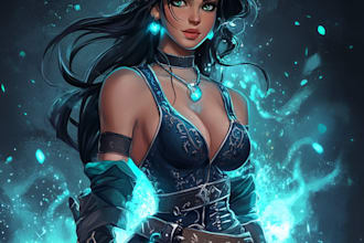 do your fantasy character, game concept, dnd art in unique style