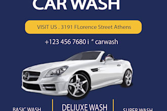 do modern car wash flyer, car service, auto detailing flyer