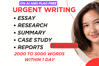 do essay writing, case study, research and summary, reports and paper