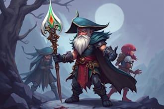 draw 2d sprite, fantasy game art, dnd, and character design