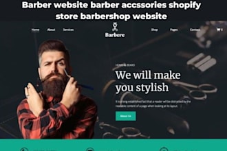 design barber website babershop shopify store beauty salon barbershop website