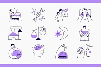 create custom hand drawn vector icons for web, app and brand