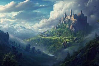 do stunning fantasy landscape, background illustration