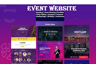 create event website, portfolio, company, management and event planning website