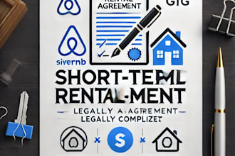 custom shortterm rental agreement, airbnb and vacation lease contract